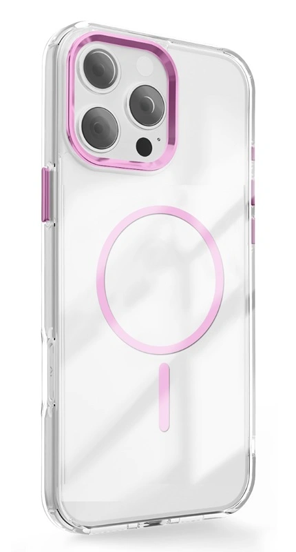 Smart iPhone 17 Pro Max skaidrus MagSafe dėklas, rausva, 1 nuotrauka